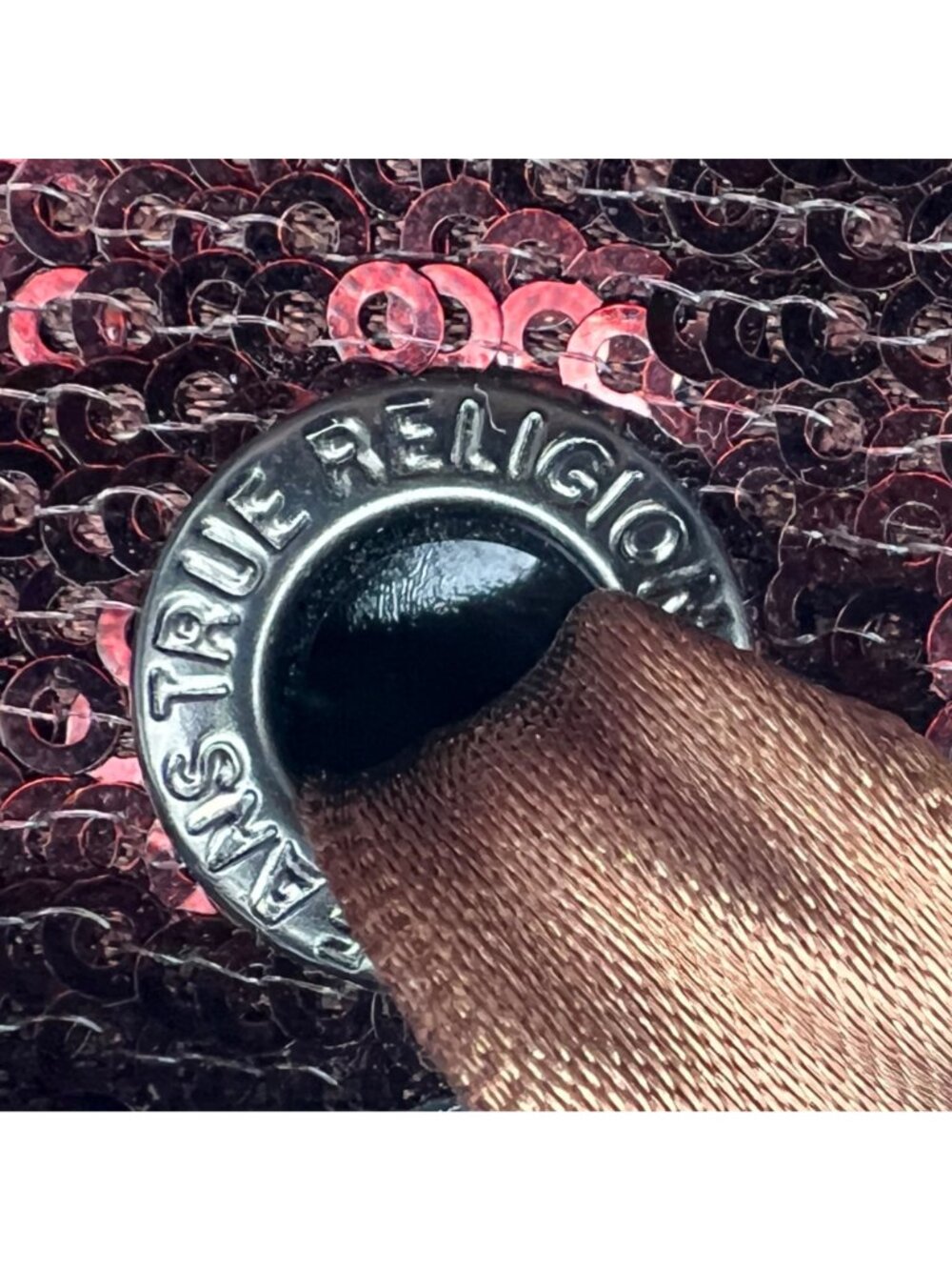 True Religion Sequin High Top Sneakers Womens Size 9.5 Burgundy Patent Leather - Picture 13 of 15